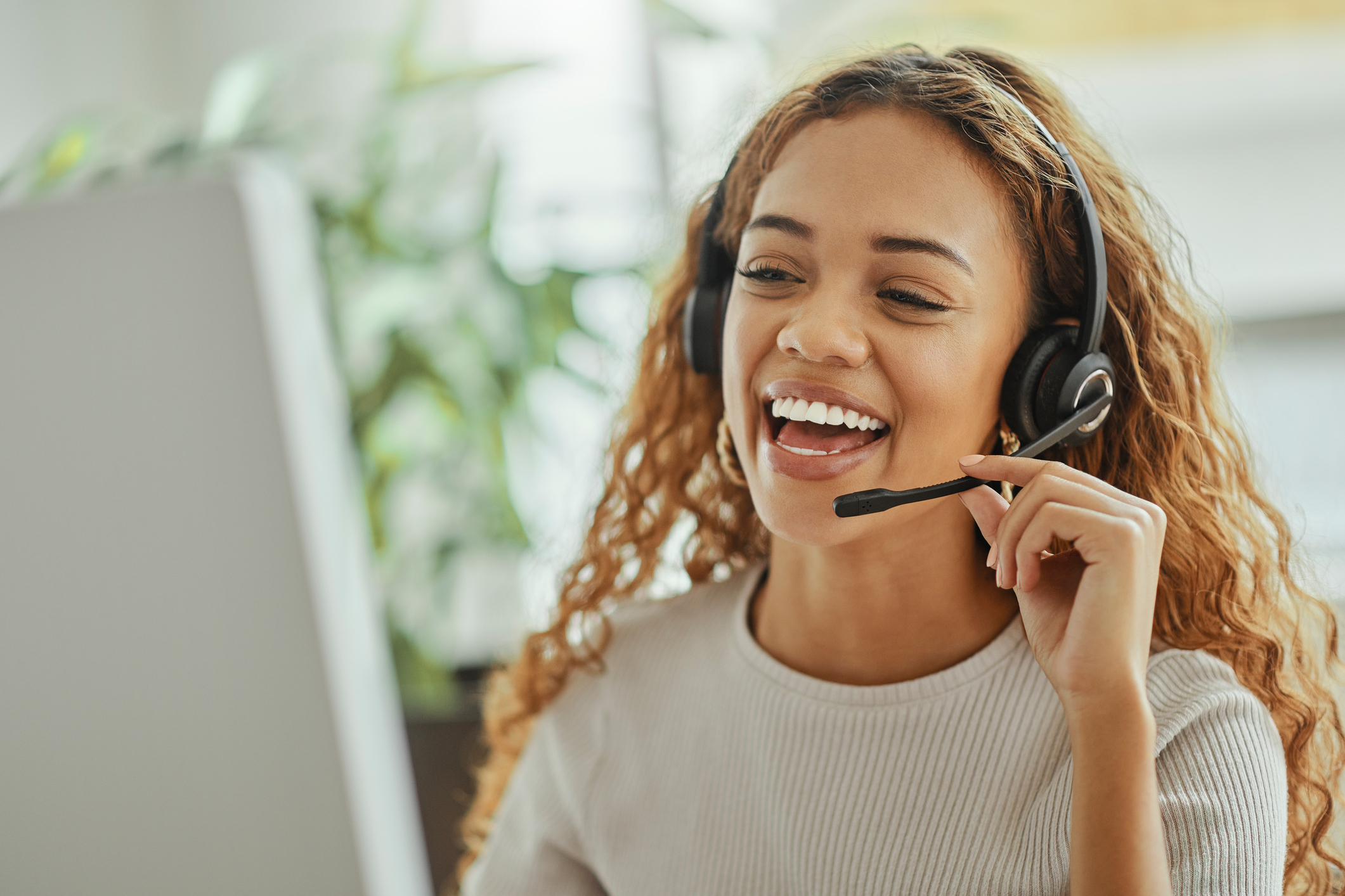 Woman in call center